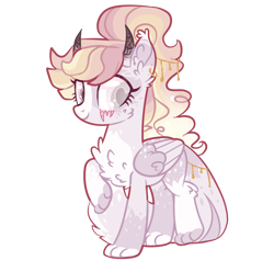 Size: 2100x2000 | Tagged: safe, artist:goldlines005, oc, oc only, hybrid, pony, base used, ear fluff, eyelashes, female, high res, horns, simple background, smiling, solo, transparent background, wings