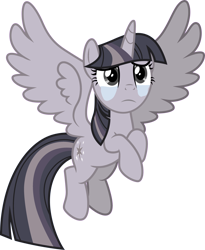 Size: 3000x3655 | Tagged: safe, artist:cloudy glow, artist:wardex101, edit, twilight sparkle, alicorn, pony, g4, uprooted, crying, crylight sparkle, cute, discorded, discorded twilight, female, flying, full body, high res, hooves, horn, mare, sad, simple background, solo, spread wings, tail, transparent background, twiabetes, twilight sparkle (alicorn), twilight tragedy, vector, wings