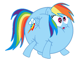 Size: 480x370 | Tagged: safe, artist:theinflater19, edit, rainbow dash, alicorn, pegasus, pony, feeling pinkie keen, g4, backwards cutie mark, female, inflation, mare, shocked, simple background, solo, transparent background