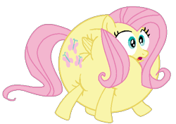 Size: 527x370 | Tagged: safe, artist:theinflater19, edit, fluttershy, pegasus, pony, feeling pinkie keen, g4, backwards cutie mark, female, inflation, mare, shocked, simple background, solo, transparent background