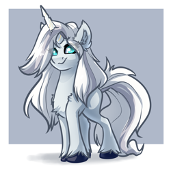 Size: 4000x4000 | Tagged: safe, artist:witchtaunter, oc, oc only, pony, unicorn, absurd resolution, chest fluff, commission, ear fluff, female, long hair, shoulder fluff, simple background, solo, unshorn fetlocks, white background