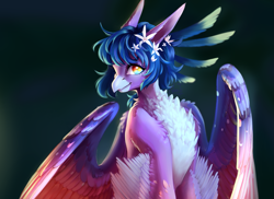 Size: 1663x1209 | Tagged: safe, artist:second-can, oc, oc only, classical hippogriff, hippogriff, anthro, anthro oc, bust, hippogriff oc, looking at you, portrait, smiling, smiling at you, solo