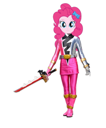 Size: 1227x1483 | Tagged: safe, artist:cam-and-sister-paint, pinkie pie, equestria girls, g4, kishiryu sentai ryusoulger, pink ranger, power rangers, power rangers dino fury, simple background, solo, super sentai, transparent background