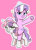 Size: 1712x2400 | Tagged: safe, artist:heretichesh, diamond tiara, sweetie belle, earth pony, pony, unicorn, g4, colored, duo, duo female, female, filly, foal, looking at you, ponies riding ponies, riding, simple background, sparkles, sweat, sweetie belle is not amused, trembling, unamused, waving