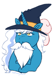 Size: 461x657 | Tagged: safe, artist:hoffnungsstern, oc, oc:fleurbelle, alicorn, pony, alicorn oc, beard, bow, facial hair, female, hair bow, hat, horn, mare, simple background, transparent background, wings, wizard, wizard hat, yellow eyes