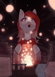 Size: 700x966 | Tagged: safe, artist:corpsehof, oc, oc only, oc:making amends, pony, :o, clothes, commission, flask, glowing, hoodie, open mouth, solo, test tube, ych result