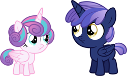 Size: 1432x851 | Tagged: safe, artist:whalepornoz, princess flurry heart, oc, oc:prince nova sparkle, alicorn, pony, fanfic:cat's cradle, g4, alicorn oc, brother, brother and sister, colt, cousins, cute, duo, eyelashes, eyes open, family, female, filly, foal, half-brother, half-cousins, half-siblings, half-sister, horn, male, nostrils, offspring, open mouth, parent:shining armor, parent:twilight sparkle, parents:shining sparkle, prince, princess, product of incest, product of sparklecest, royalty, shakespearicles, show accurate, siblings, simple background, sister, smiling, white background, wings