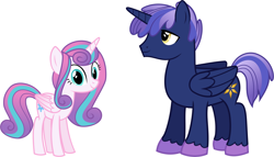 Size: 2572x1475 | Tagged: safe, artist:shakespearicles, artist:whalepornoz, princess flurry heart, oc, oc:prince nova sparkle, alicorn, pony, fanfic:cat's cradle, g4, alicorn oc, brother, brother and sister, cousins, cute, duo, eyelashes, eyes open, family, female, half-brother, half-cousins, half-siblings, half-sister, heart, horn, male, mare, nostrils, offspring, parent:shining armor, parent:twilight sparkle, parents:shining sparkle, prince, princess, product of incest, product of sparklecest, royalty, shakespearicles, show accurate, siblings, simple background, sister, smiling, stallion, stars, white background, wings