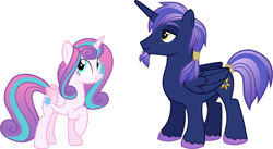 Size: 3072x1688 | Tagged: safe, artist:shakespearicles, artist:whalepornoz, princess flurry heart, oc, oc:prince nova sparkle, alicorn, pony, fanfic:cat's cradle, g4, alicorn oc, beard, brother, brother and sister, cousins, cute, duo, eyebrows, eyelashes, eyes open, facial hair, family, female, goatee, half-brother, half-cousins, half-siblings, half-sister, heart, high res, horn, jewelry, male, mare, nostrils, offspring, parent:shining armor, parent:twilight sparkle, parents:shining sparkle, ponytail, prince, princess, product of incest, product of sparklecest, regalia, royalty, shakespearicles, show accurate, siblings, simple background, sister, smiling, stallion, stars, wall of tags, white background, wings