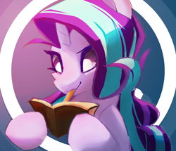 Size: 2516x2160 | Tagged: safe, artist:rainsketch, starlight glimmer, pony, unicorn, g4, book, cute, high res, mouth hold, solo