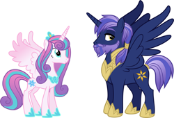 Size: 3156x2151 | Tagged: safe, artist:shakespearicles, artist:whalepornoz, princess flurry heart, oc, oc:prince nova sparkle, alicorn, pony, fanfic:cat's cradle, g4, alicorn oc, beard, brother, brother and sister, cousins, cute, duo, eyebrows, eyelashes, eyes open, facial hair, family, female, goatee, half-brother, half-cousins, half-siblings, half-sister, heart, high res, hoof shoes, horn, jewelry, male, mare, moustache, nostrils, offspring, parent:shining armor, parent:twilight sparkle, parents:shining sparkle, ponytail, prince, princess, product of incest, product of sparklecest, regalia, royalty, shakespearicles, show accurate, siblings, simple background, sister, smiling, stallion, stars, wall of tags, white background, wings