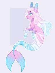 Size: 1077x1407 | Tagged: safe, artist:sarasadoptables, oc, oc only, merpony, seapony (g4), adoptable, blue eyes, female, fish tail, flowing mane, flowing tail, mare, simple background, smiling, solo, tail
