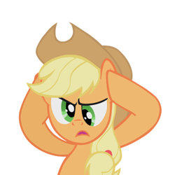 Size: 658x658 | Tagged: artist needed, safe, applejack, earth pony, pony, g4, look before you sleep, cross-eyed, holding head, simple background, solo, transparent background, vector