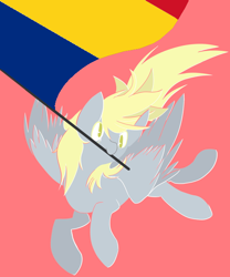 Size: 500x600 | Tagged: safe, artist:clair, edit, editor:fire rush, derpy hooves, pegasus, pony, g4, female, flag, mare, mouth hold, romania, spread wings, wings