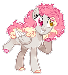 Size: 778x850 | Tagged: safe, artist:sparky-boi, oc, oc only, oc:cotton candy, pegasus, pony, colored hooves, colored pupils, female, full body, grin, heterochromia, hooves, mare, pegasus oc, raised hoof, raised leg, simple background, smiling, solo, standing, standing on two hooves, transparent background