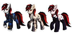Size: 7000x3629 | Tagged: safe, alternate version, artist:flapstune, oc, oc only, oc:blackjack, cyborg, cyborg pony, pony, unicorn, fallout equestria, fallout equestria: project horizons, amputee, augmented, chest fluff, clothes, cyber eyes, cyber legs, cybernetic legs, ear fluff, fanfic art, female, fluffy, horn, jumpsuit, looking at you, mare, pipbuck, prosthetics, simple background, small horn, solo, transparent background, vault security armor, vault suit