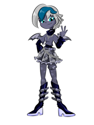 Size: 3000x4000 | Tagged: safe, artist:windywendy29, oc, oc only, oc:elizabat stormfeather, equestria girls, g4, belt, boots, chains, choker, clothes, commission, equestria girls-ified, female, high heel boots, jewelry, necklace, ponied up, ripped stockings, shirt, shoes, simple background, skirt, socks, solo, stockings, sweater, t-shirt, thigh highs, torn clothes, transparent background, wings