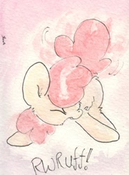 Size: 675x911 | Tagged: safe, artist:slightlyshade, apple bloom, earth pony, pony, g4, adorabloom, behaving like a dog, cute, female, filly, foal, solo, tail, tail wag, traditional art