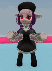Size: 522x715 | Tagged: safe, artist:sethisto, oc, oc only, oc:sweet velvet, bat pony, 3d, animated, bipedal, clothes, dancing, female, gif, maid, second life, solo