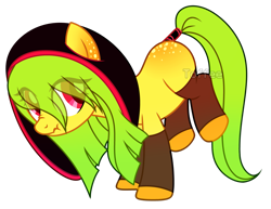 Size: 2787x2152 | Tagged: safe, artist:toffeelavender, oc, oc only, earth pony, pony, base used, earth pony oc, eye clipping through hair, eyelashes, female, high res, hood, mare, scrunchy face, simple background, tail, tail wrap, transparent background