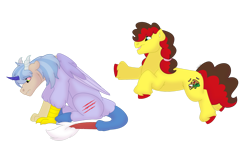 Size: 1280x732 | Tagged: safe, artist:itstechtock, oc, oc only, oc:pizza pizzazz, draconequus, earth pony, pony, offspring, parent:cheese sandwich, parent:pinkie pie, parents:cheesepie, simple background, transparent background