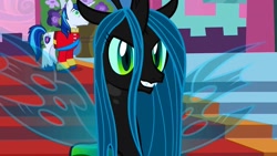 Size: 1280x720 | Tagged: safe, screencap, queen chrysalis, shining armor, changeling, changeling queen, pony, unicorn, a canterlot wedding, g4, season 2, duo, female, male, mind control, solo focus, stallion