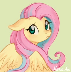 Size: 2009x2048 | Tagged: safe, artist:mn27, fluttershy, pegasus, pony, g4, cute, female, floppy ears, green background, high res, mare, shyabetes, simple background, solo