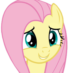 Size: 874x922 | Tagged: safe, edit, edited screencap, editor:twilyisbestpone, screencap, fluttershy, pegasus, pony, g4, background removed, bust, cute, female, mare, not a vector, shyabetes, simple background, smiling, solo, transparent background