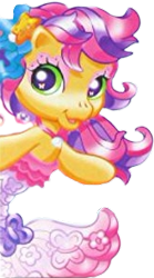 Size: 164x296 | Tagged: safe, scootaloo (g3), earth pony, mermaid, merpony, pony, g3, g3.5, official, accessory, box art, bubble, cropped, eyeshadow, fish tail, jewelry, makeup, mermaid tail, necklace, pink eyeshadow, ponytail, simple background, solo, tail, transparent background, vector, wingding eyes