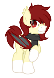 Size: 2194x3164 | Tagged: safe, artist:ponkus, oc, oc only, oc:dusk eventide, bat pony, pony, clothes, coat markings, facial markings, freckles, high res, male, raised hoof, scarf, simple background, snip (coat marking), socks (coat markings), solo, stallion, transparent background