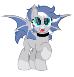 Size: 3000x3131 | Tagged: safe, artist:ponkus, oc, oc only, oc:evening rain, bat pony, pony, choker, coat markings, facial markings, female, high res, mare, raised hoof, simple background, snip (coat marking), socks (coat markings), solo, transparent background