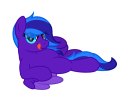 Size: 4000x3000 | Tagged: safe, artist:ponkus, oc, oc only, oc:flugel, pegasus, pony, bedroom eyes, female, licking, licking lips, lying down, mare, redraw, simple background, solo, tongue out, transparent background
