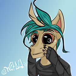 Size: 3096x3096 | Tagged: safe, artist:wata, oc, oc:wata, unicorn, anthro, gradient background, high res, male, simple background, solo