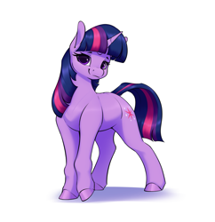 Size: 2503x2588 | Tagged: safe, artist:aquaticvibes, twilight sparkle, pony, unicorn, g4, colored pupils, cute, dock, eyebrows, eyelashes, female, high res, horn, looking at you, mare, png, simple background, smiling, smiling at you, solo, tail, twiabetes, unicorn twilight, white background