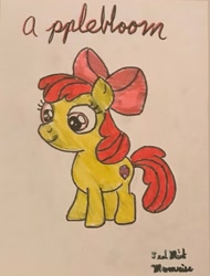 Size: 1559x2054 | Tagged: safe, artist:mlpfantealmintmoonrise, apple bloom, earth pony, pony, g4, coloring, drawing, female, filly, foal, photo, signature, traditional art