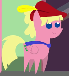 Size: 467x512 | Tagged: safe, oc, oc only, oc:sweetie bloom, pegasus, pony, bard, cape, clothes, fantasy class, feather, hat, pointy ponies, smiling