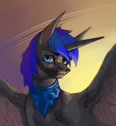 Size: 1987x2160 | Tagged: safe, artist:miurimau, oc, oc only, alicorn, pony, alicorn oc, bust, horn, male, solo, stallion, wings