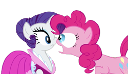 Size: 617x357 | Tagged: safe, edit, edited screencap, editor:twilyisbestpone, screencap, pinkie pie, rarity, earth pony, pony, unicorn, g4, season 3, too many pinkie pies, background removed, boop, eye bulging, noseboop, not a vector, simple background, transparent background