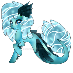 Size: 1024x1024 | Tagged: safe, artist:xfroggiii, oc, oc only, hybrid, merpony, seapony (g4), blue eyes, blue mane, dorsal fin, female, fins, fish tail, flowing tail, looking at you, simple background, smiling, solo, tail, transparent background