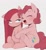 Size: 962x1046 | Tagged: safe, artist:manachaaaaaaaa, pinkie pie, earth pony, pony, g4, cute, duality, duo, eye clipping through hair, eyes closed, female, hug, mare, open mouth, open smile, pinkamena diane pie, self paradox, self ponidox, simple background, smiling