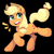 Size: 640x640 | Tagged: safe, artist:hikkage, applejack, earth pony, pony, g4, applejack's hat, black background, cowboy hat, female, hat, mare, pixel art, simple background, smiling, solo