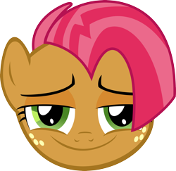 Size: 4000x3887 | Tagged: safe, artist:jailboticus, babs seed, earth pony, pony, g4, babsface, head, head only, simple background, smiling, smug, solo, transparent background, u mad, vector