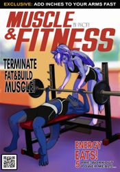 Size: 1399x2000 | Tagged: safe, oc, dragon, pegasus, anthro, cover, cover art, fitness, gym, magazine, magazine cover