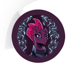 Size: 2000x2000 | Tagged: safe, artist:heatherberserker, tempest shadow, pony, unicorn, g4, armor, broken horn, bust, eye scar, female, frown, high res, horn, mare, scar, simple background, solo, transparent background
