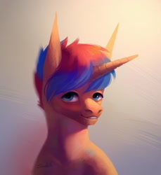 Size: 1980x2160 | Tagged: safe, artist:miurimau, oc, oc only, pony, unicorn, horn, male, smiling, solo, stallion, unicorn oc