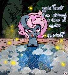 Size: 1500x1675 | Tagged: safe, artist:lou, oc, oc only, oc:juicy dream, earth pony, pony, clothes, dress, earth pony oc, evening gloves, female, gloves, hot tub, long gloves, mare, solo, water, wet, wet clothes