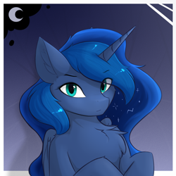 Size: 1024x1024 | Tagged: safe, artist:d.w.h.cn, princess luna, alicorn, pony, g4, chest fluff, female, looking at you, mare, solo