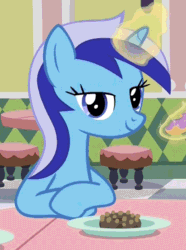 Size: 520x700 | Tagged: safe, screencap, minuette, pony, unicorn, amending fences, g4, bedroom eyes, gif, non-animated gif, solo