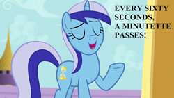 Size: 1920x1080 | Tagged: safe, edit, screencap, minuette, pony, unicorn, amending fences, g4, captain obvious, eyes closed, female, mare, no shit sherlock, open mouth, raised hoof, solo