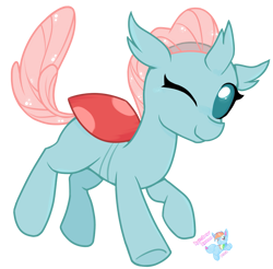 Size: 1359x1335 | Tagged: safe, artist:rainbow eevee, ocellus, changedling, changeling, g4, cute, diaocelles, female, happy, one eye closed, simple background, solo, transparent background, vector, wink